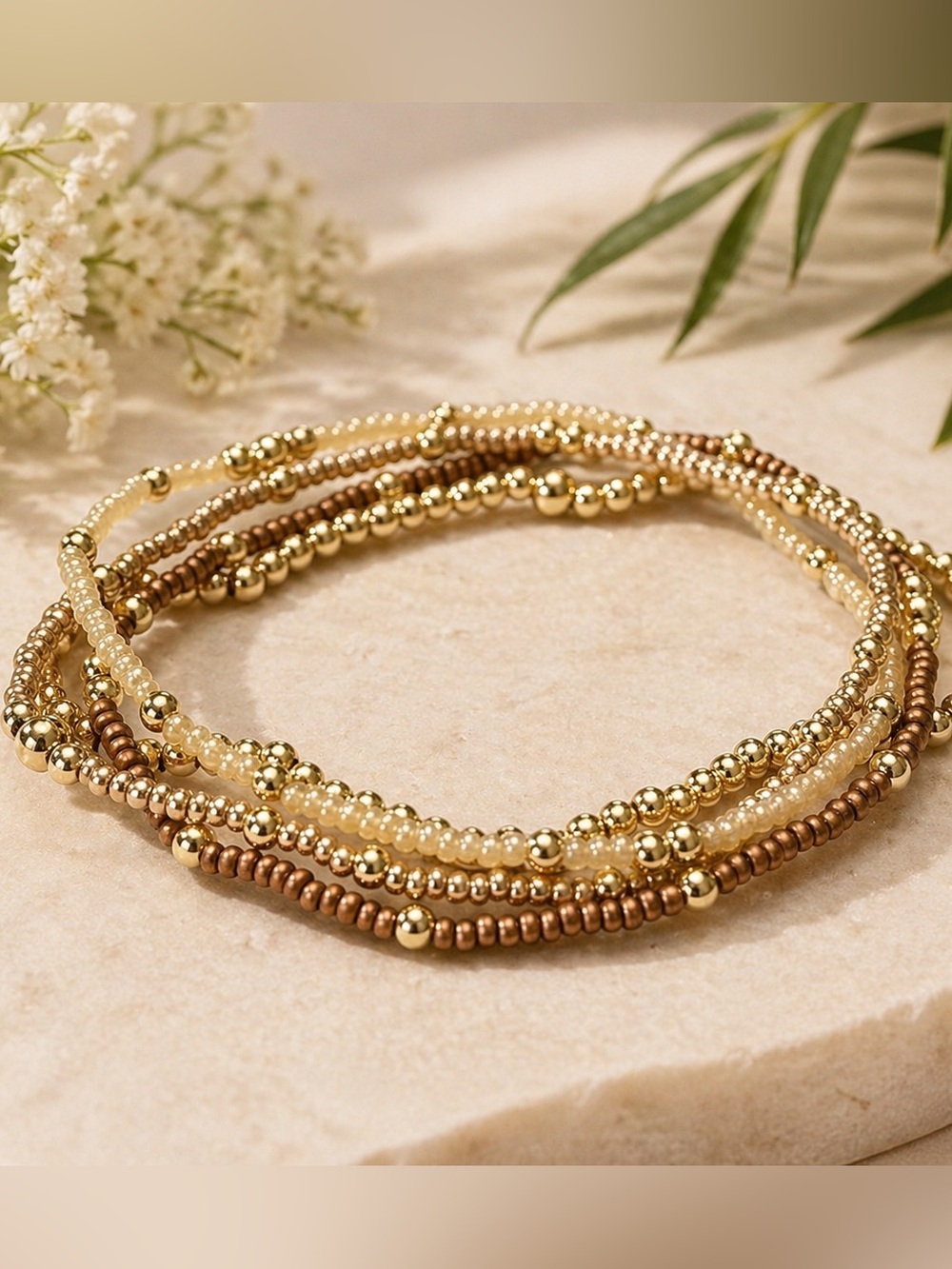 14kt Gold Plated Classic Neutral Bracelet Stack